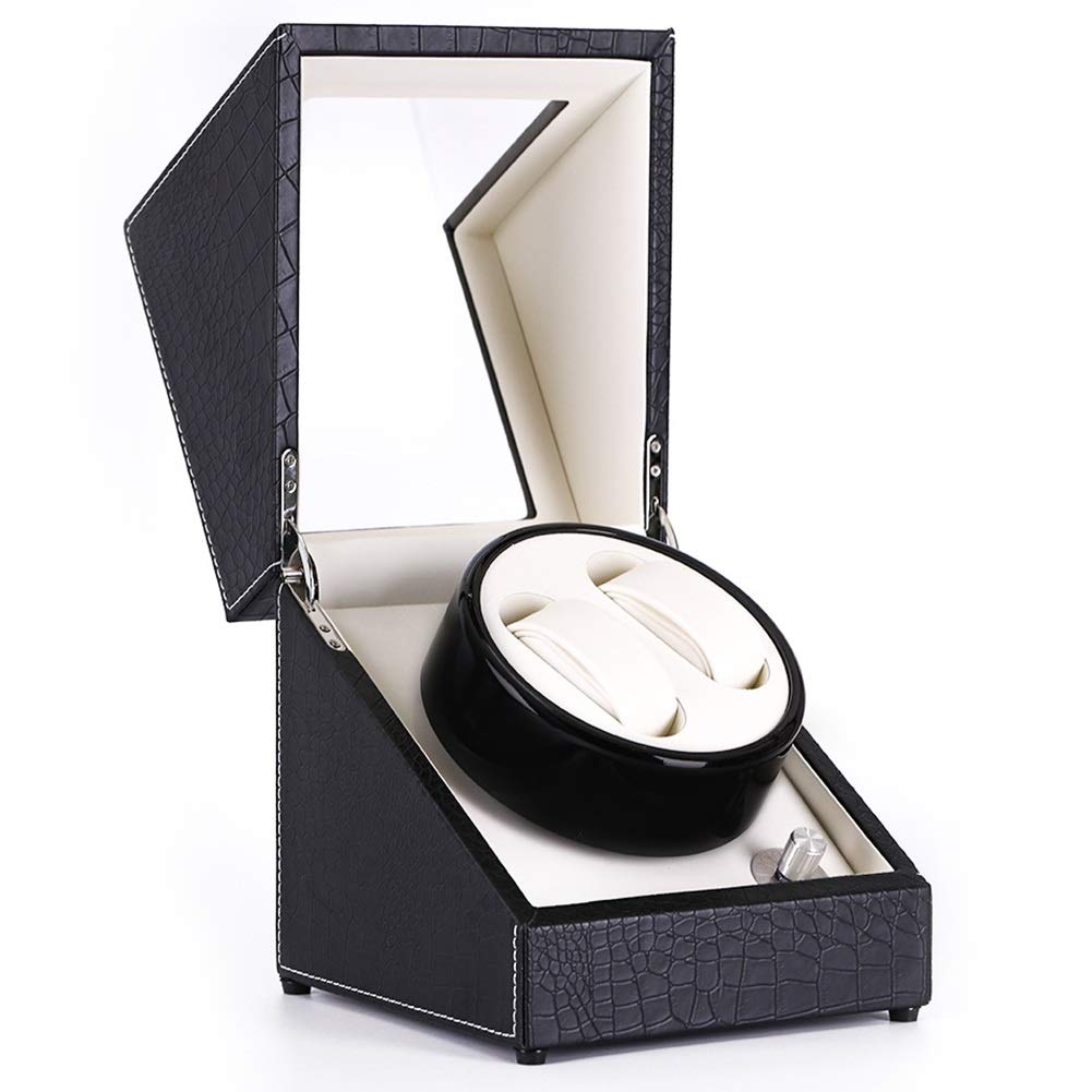 CGCSYZ Double Automatic Watch Winder, Crocodile Skin Watch Box for Automatic Watches, Silent Motor, Soft Watch Pillows (White)