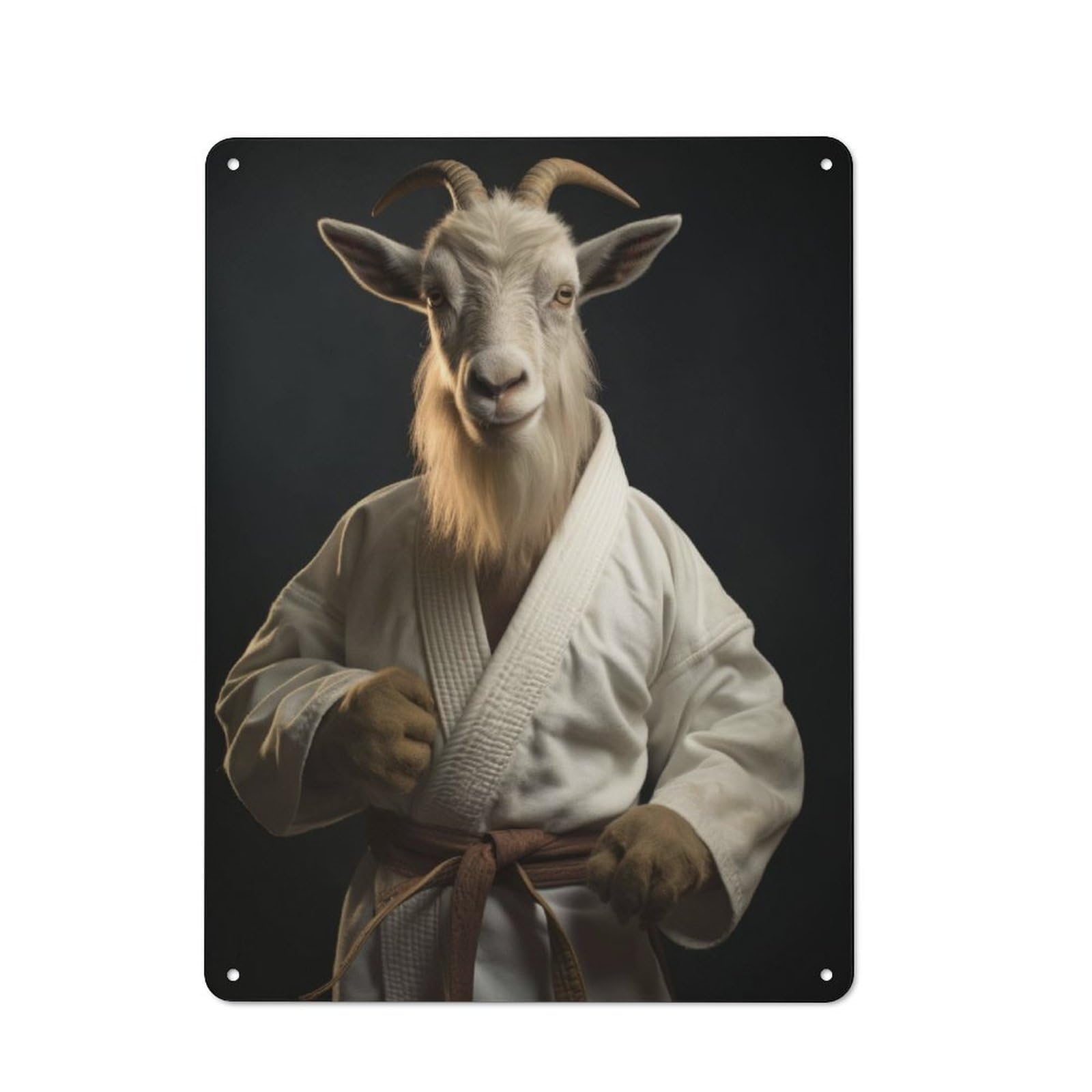 Junmoney Karate Goat Decorative Metal Plaque 40X30cm, Modern Retro Urban Room Decor For Workspace, Cafe, Hallway Or Garage
