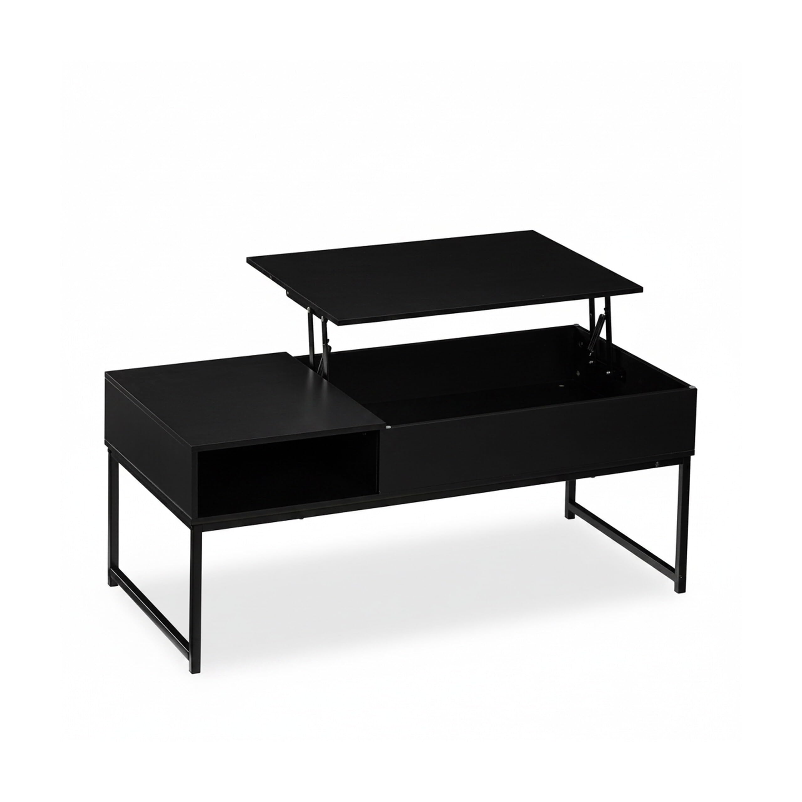 Relaxdays Tavolino da Salotto Contenitore, Tavolo Basso da caffè con Scomparto Portaoggetti, HLP: 45x110x50 cm, Nero