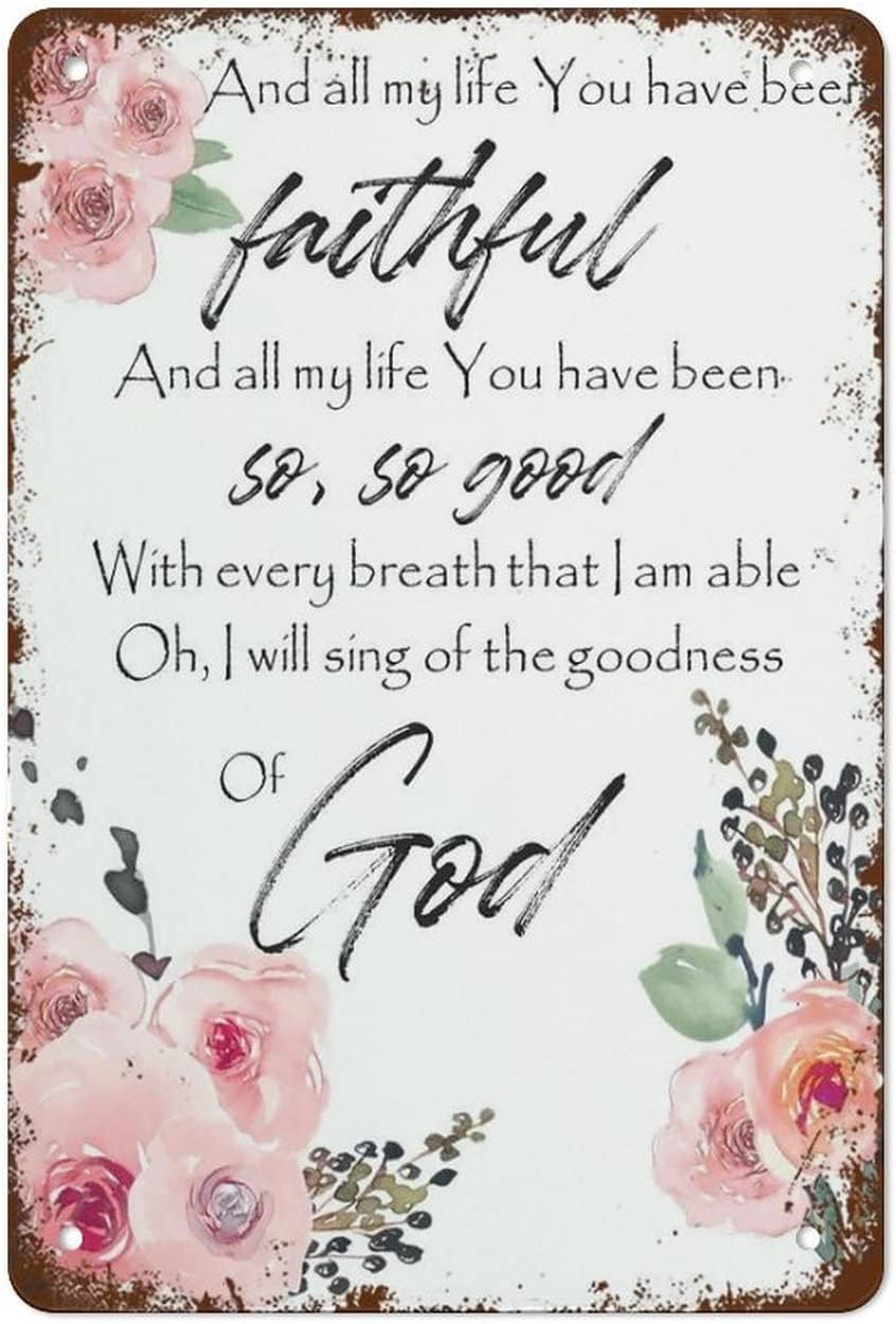 Pibonto Women's Wall Art Vintage Metal Signs Goodness Of God Retro Poster Tin Sign Funny Decorations For Home Bar Farm Wall Decor Plaque Gift For Men 8X5.5 Inch Plaque Tin Sign
