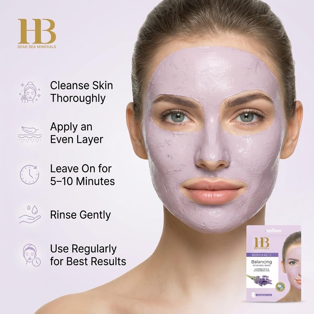 Hydrogel Face Mask Lavender Petals & Hyaluronic Acid Calming Mask Dead Sea Minerals Soothing Hydrating Mask Anti Stress Skin Care Firming Glow Mask