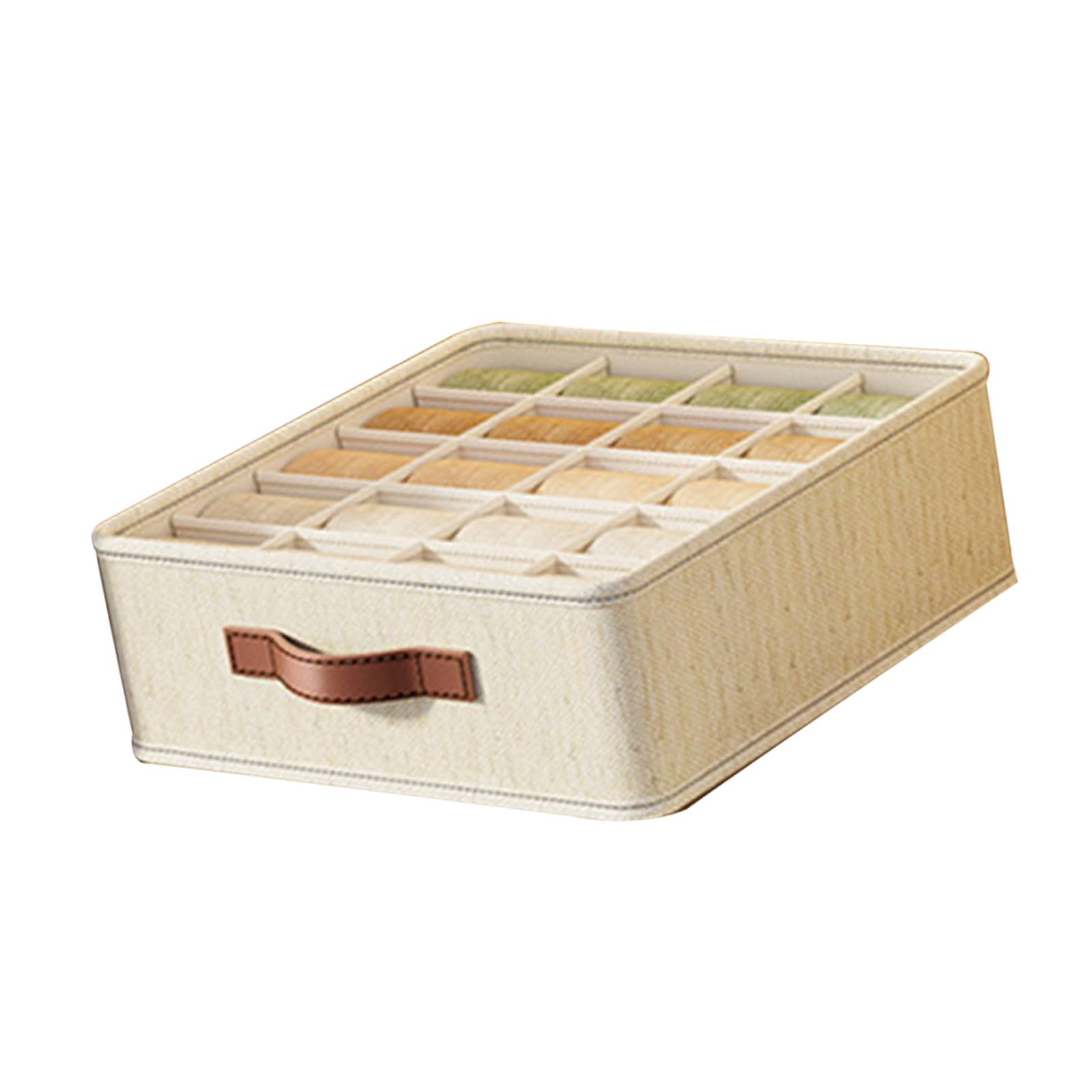 X-Institute Bedroom Cotton Linen Underwear Organiser Storage Box for Socks Scarves and Intimates Travel Friendly Lingerie Holder Sock Storage Box