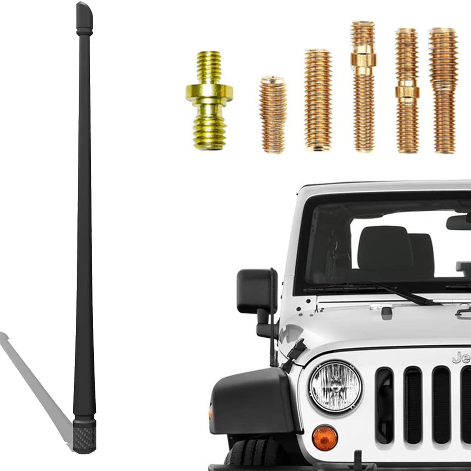 vol【TTQK】Compatible with Jeep Wrangler JK JKU JL JLU Rubicon Sahara (2007-2022) | 13 inches Flexible Rubber Antenna Replacement | Designed for Optimized FM/AM Reception