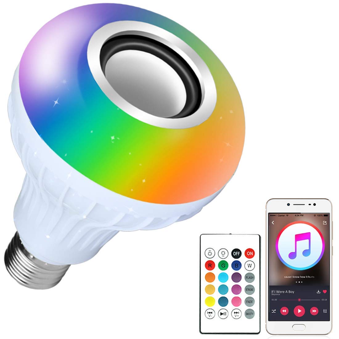 Exxelo Led Music Bulb Portable Super Bass Wireless V4.2 Bluetooth Speaker with Multi Buttons | AUX | FM | SD Card | USB Slots Compatible in All Device with 1 Year Warranty (B09B5DG7KB) Amazon Price History, Amazon Price Tracker