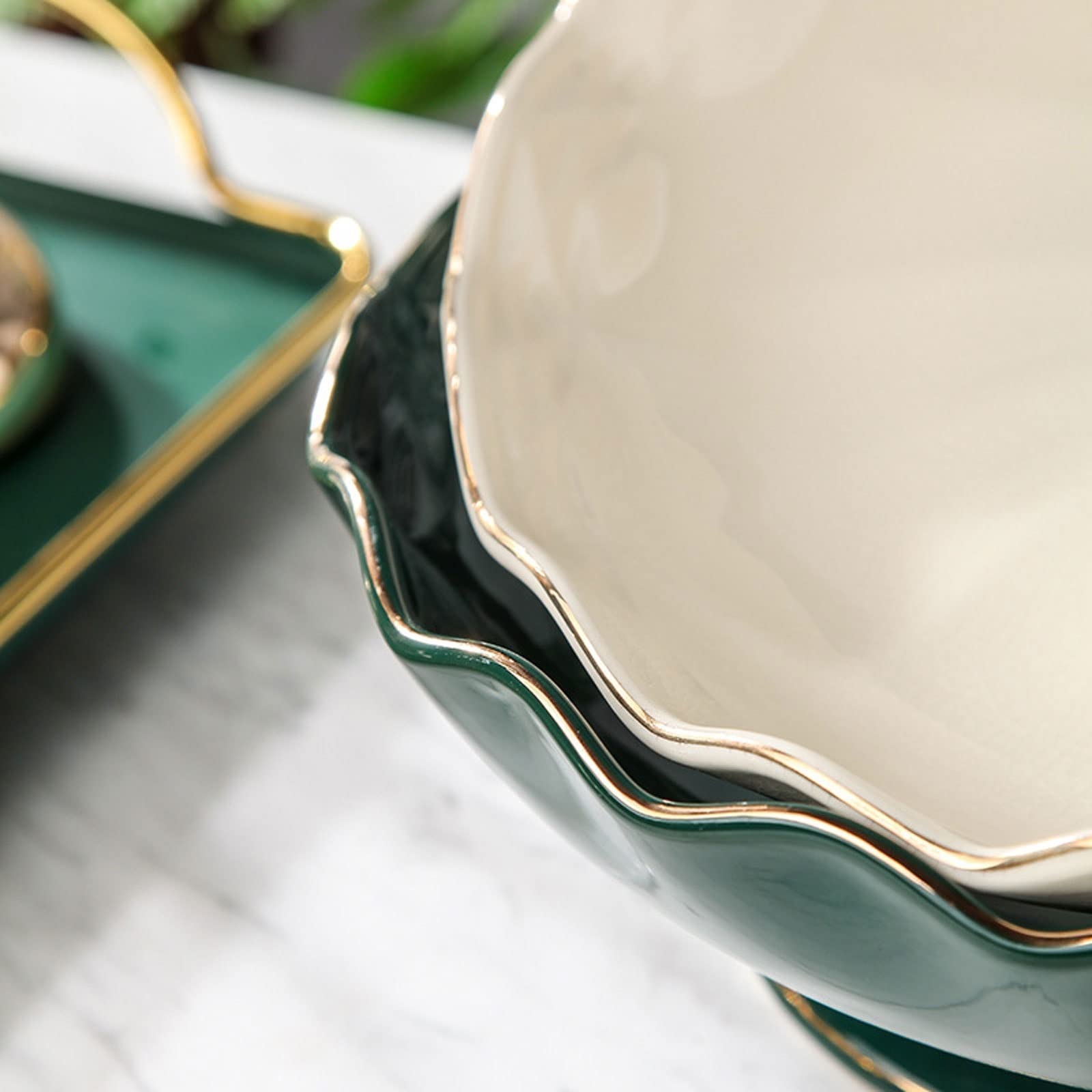 Miska na owoce porcelanowy talerz na owoce, herbata czas serce talerz, kreatywny talerz na owoce, restauracja talerz sałatkowy ceramiczne dekoracje (zielony)