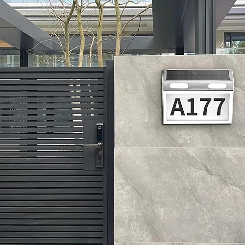 Miniatura 7 de Números solares de casa, letrero de dirección solar de acero inoxidable, números de casa impermeables, modos de iluminación de 3 colores, placa de