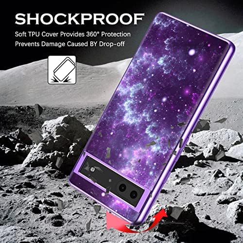 YINLAI Google Pixel 6a Case Glow in The Dark Slim Fit Shockproof Protective for Women Phone Cover Case for Google Pixel 6a, Purple Nebula