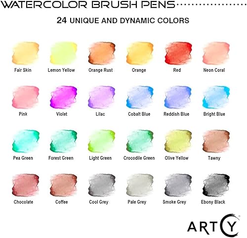 Miniatura 7 de Juego de pintura de acuarela, juego de 24 bolígrafos de pintura de acuarela vibrantes, 6 marcadores acrílicos blancos de punta extrafina y 12