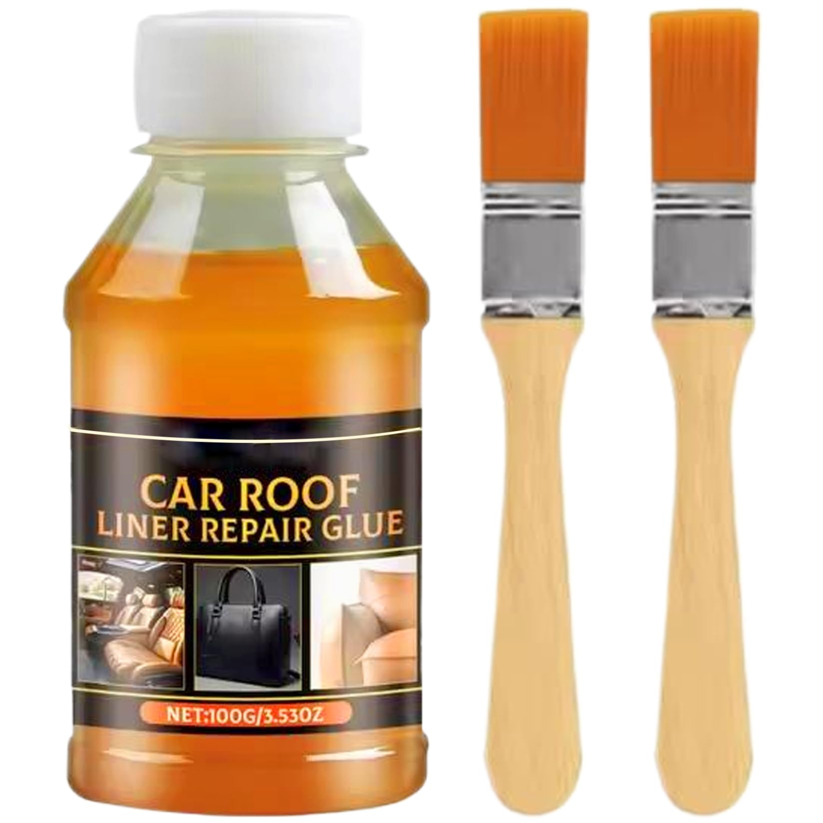 Headliner Adhesive, Headliner Glue 100ml Waterproof High Temperature Resistant Liquid Adhesive with 2 Brush for Car Various Repair, Glue