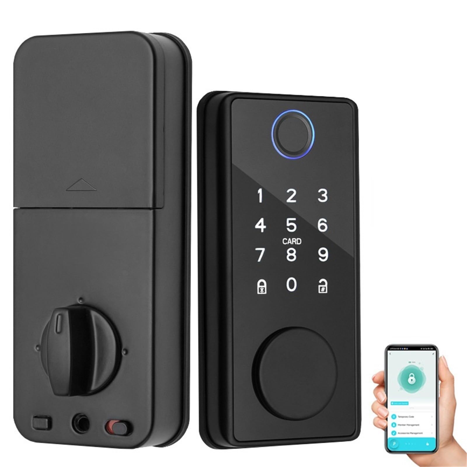 Inteligentny zamek do drzwi drewnianych Hasło Odcisk palca Bluetooth Elektroniczny zakleszczenie Klucz mechaniczny Automatyczna blokada aplikacji Cyfrowy ryglowy Biuro Handlowe