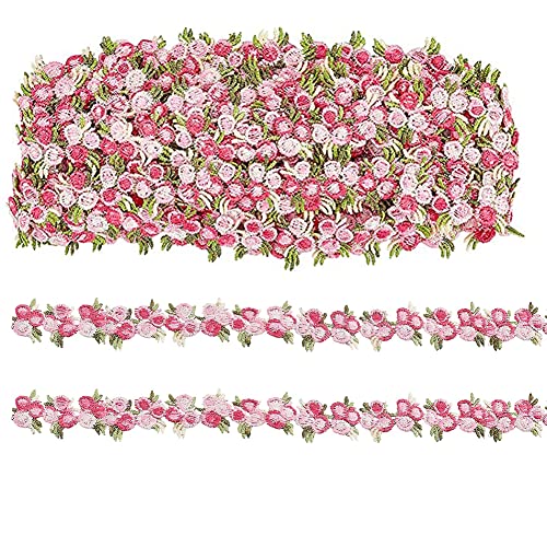 Tvoip 4,5 m Blume bestickte Spitzenborte Bänder Stoffbesatz DIY Nähen handgefertigte Bastelmaterialien Kleidung Zubehör Heimdekoration (Rosarot) Cover