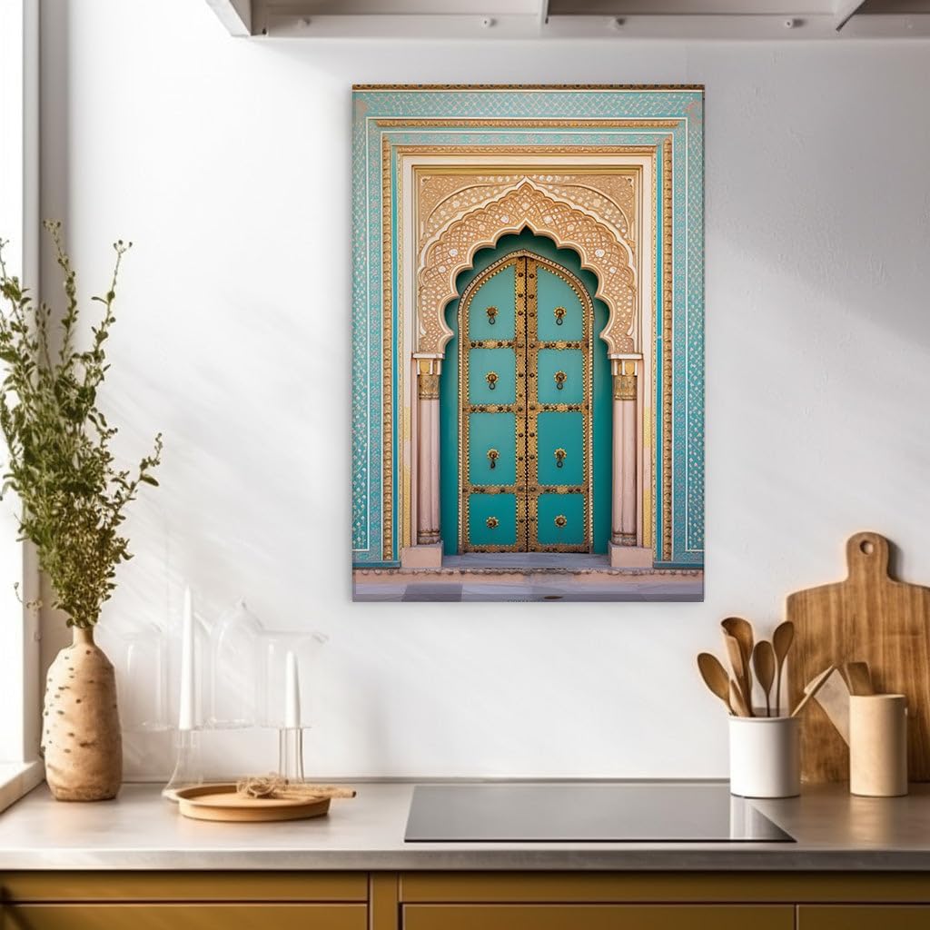 Canvas for Living room. Unlocking Elegance: A Vision of Opulence in Teal and Gold, 27 x 18 inch Canvas Wall Art - Modern Home Decor - 69x46 cm (27x18 inch)