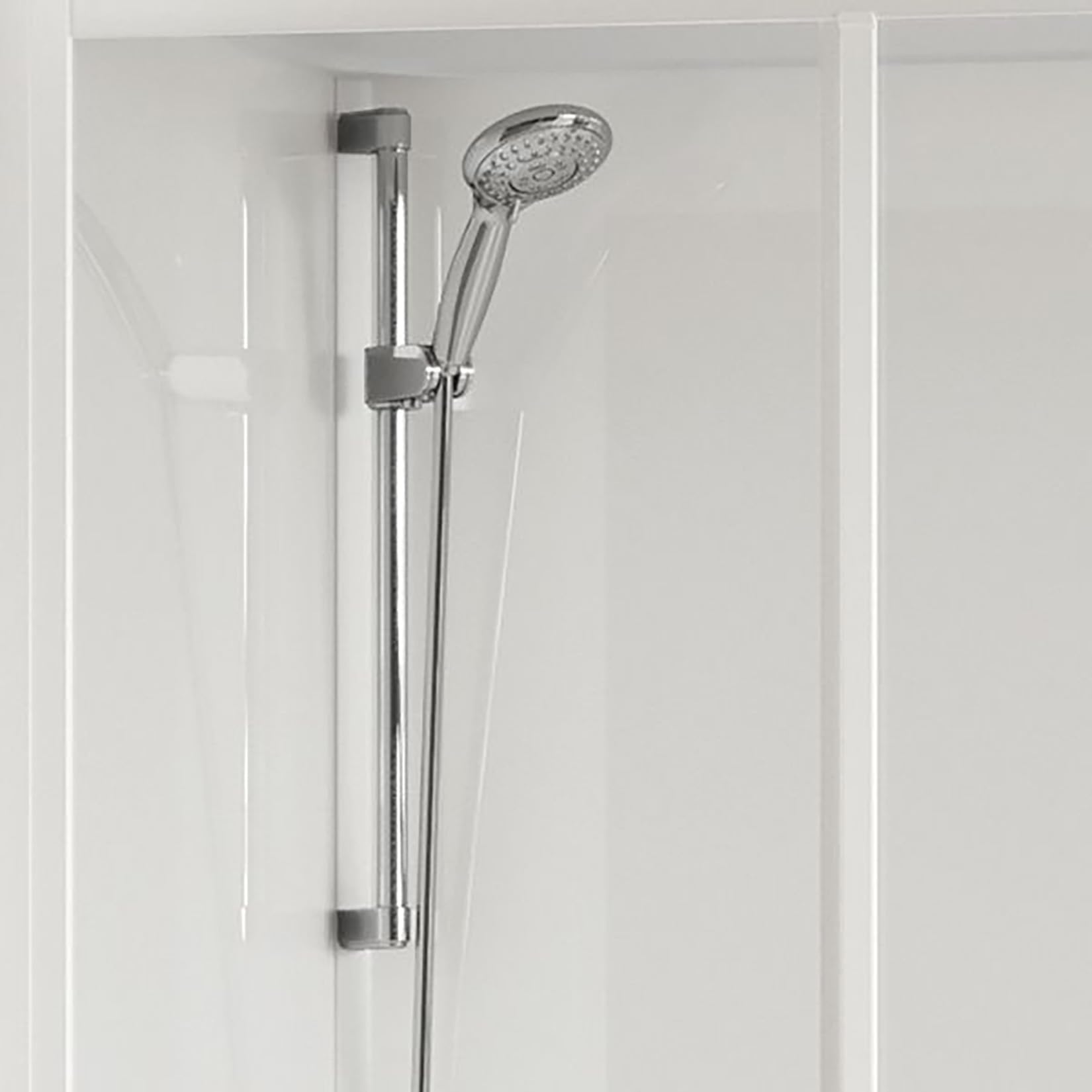 Novellini Media Glass R Standard 90 x 90 cm Cabina de ducha multifunción curvada apertura deslizante montaje ángulo derecho izquierdo mezclador mecánico cristal transparente perfil blanco altura 210