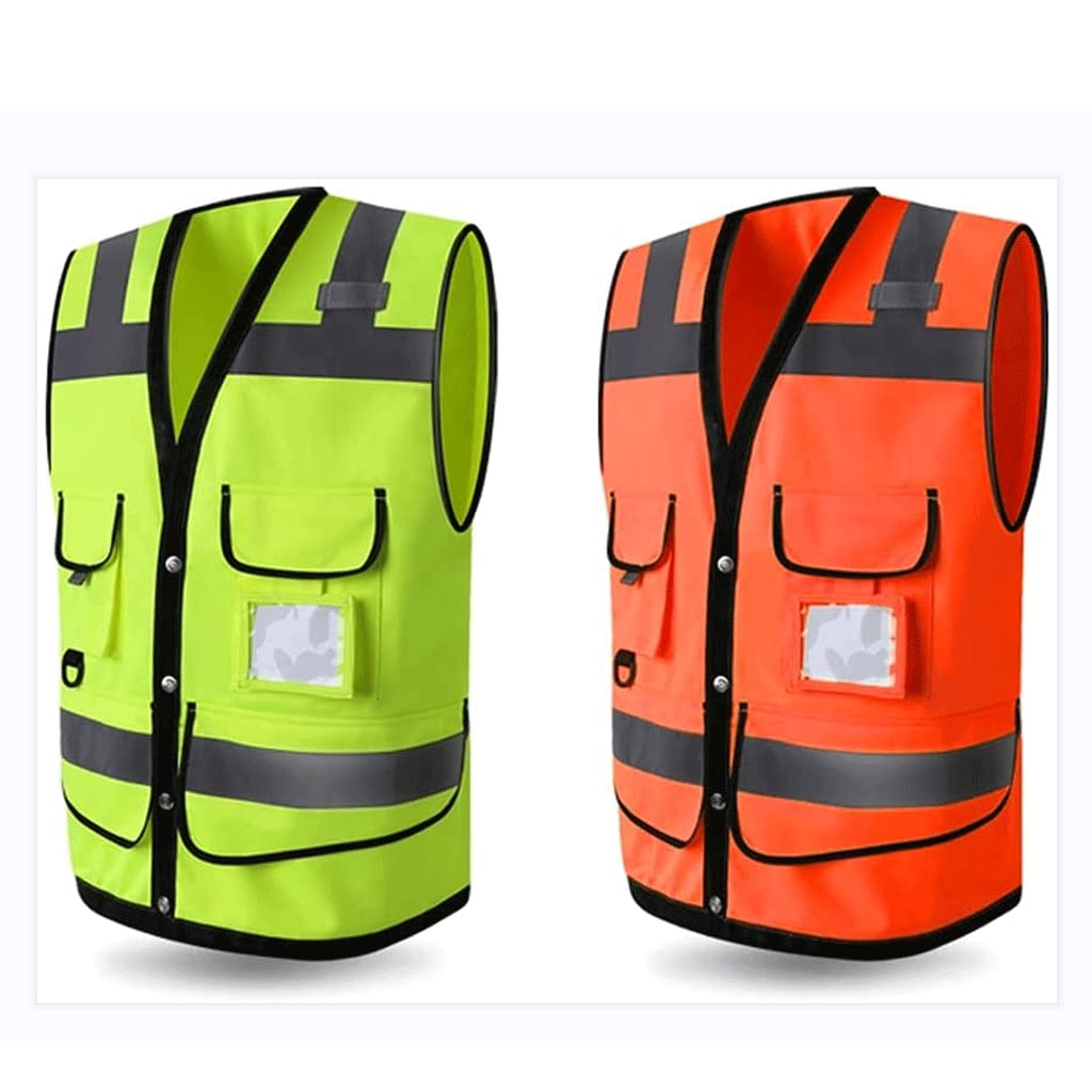 TOMYEUS Paquete de 2 Chalecos Reflectantes de Alta Visibilidad Diseño de múltiples Bolsillos Chaleco de Seguridad Traje Reflectante de tráfico de Ciclismo Unisex
