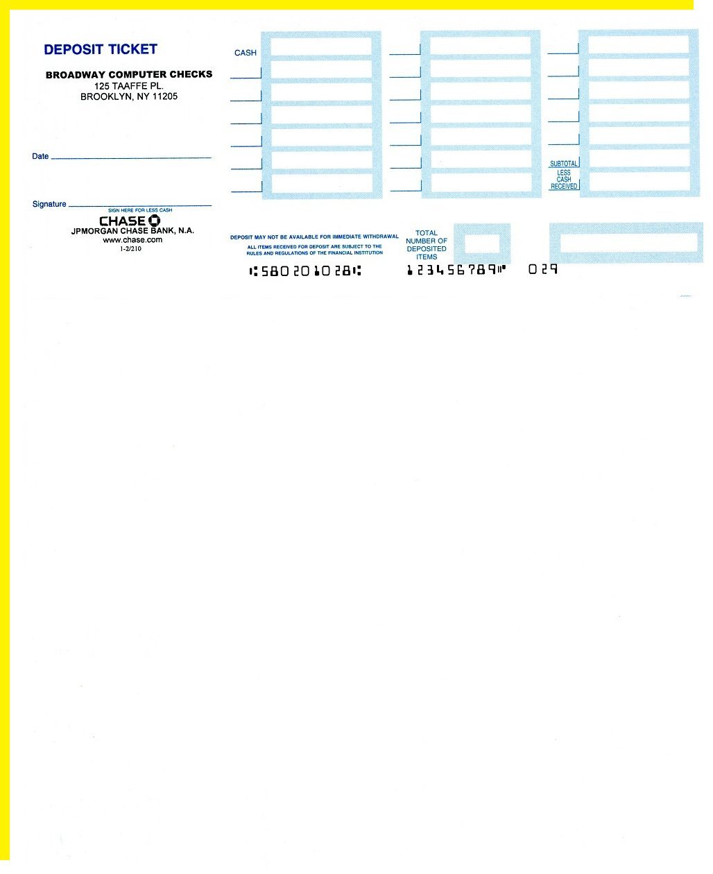 Amazon.com : Laser Deposit Slips Compatible with QuickBooks 1 or 2 Parts  (100, 2 Part - White and Canary) : Office Products