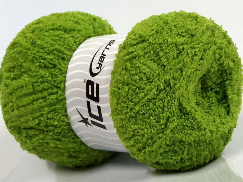 Ice YarnsPistachio Green Puffy Short Eyelash 3.53 Ounces (100 Grams) 180 Yards (165 Meters) Micro Fiber