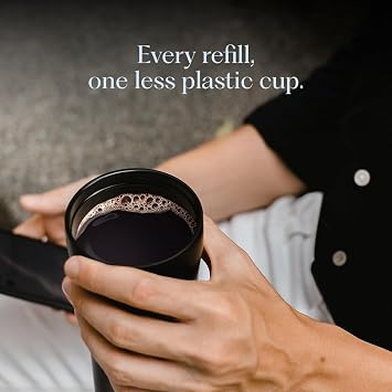 Sttoke Leakproof Ceramic Reusable Coffee Cup 16 oz - Magnetic Blue, 6.96 inch Height