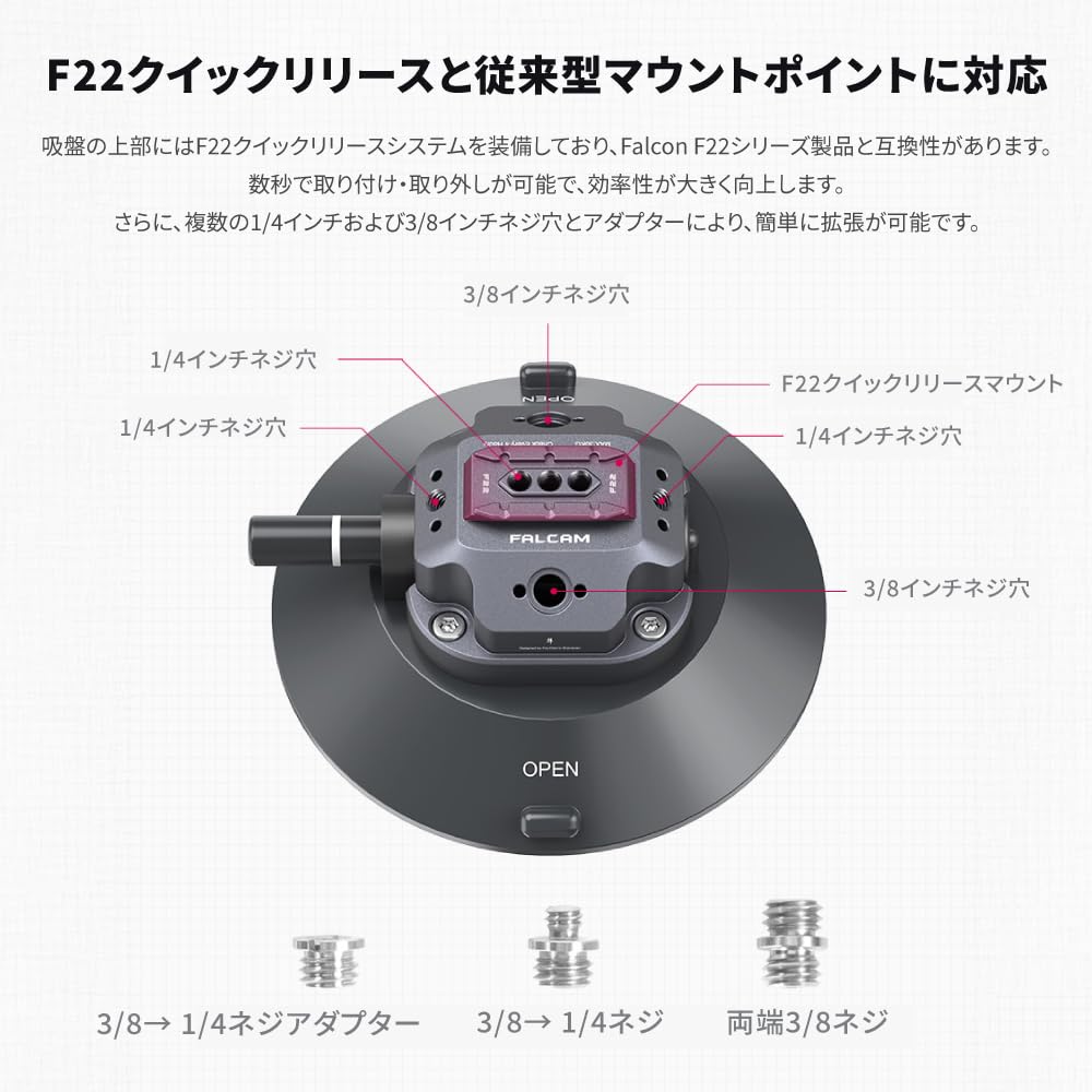 Amazon | Ulanzi 2568 FALCAM F22 クイックリリースサクションカップ