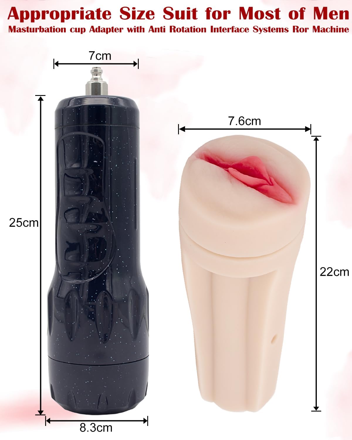 Male Masturbators Cup Accessories for Fredorch “FR Series” Premium Sex Machine Thrusting Gun, Adult Sex Toys 3D Realistic Texture Pocket Pussy 3-Speed & 7-Frequency Vibration Modes (Male Masturbator)