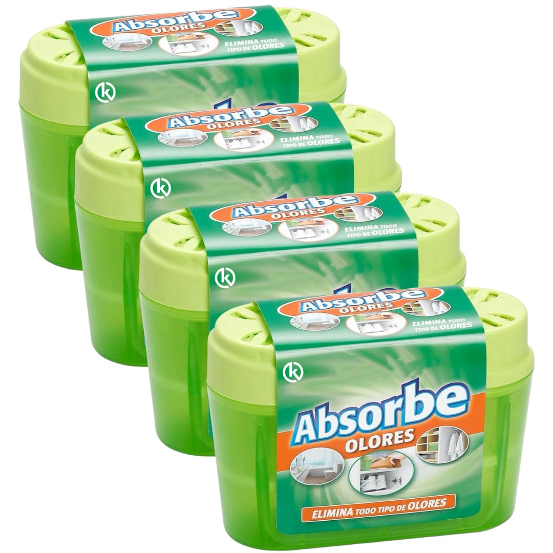 Absorbe Olores 40 gr, Elimina Malos Olores Baños Cocinas Armarios, Hecho en España (4 Unidades)