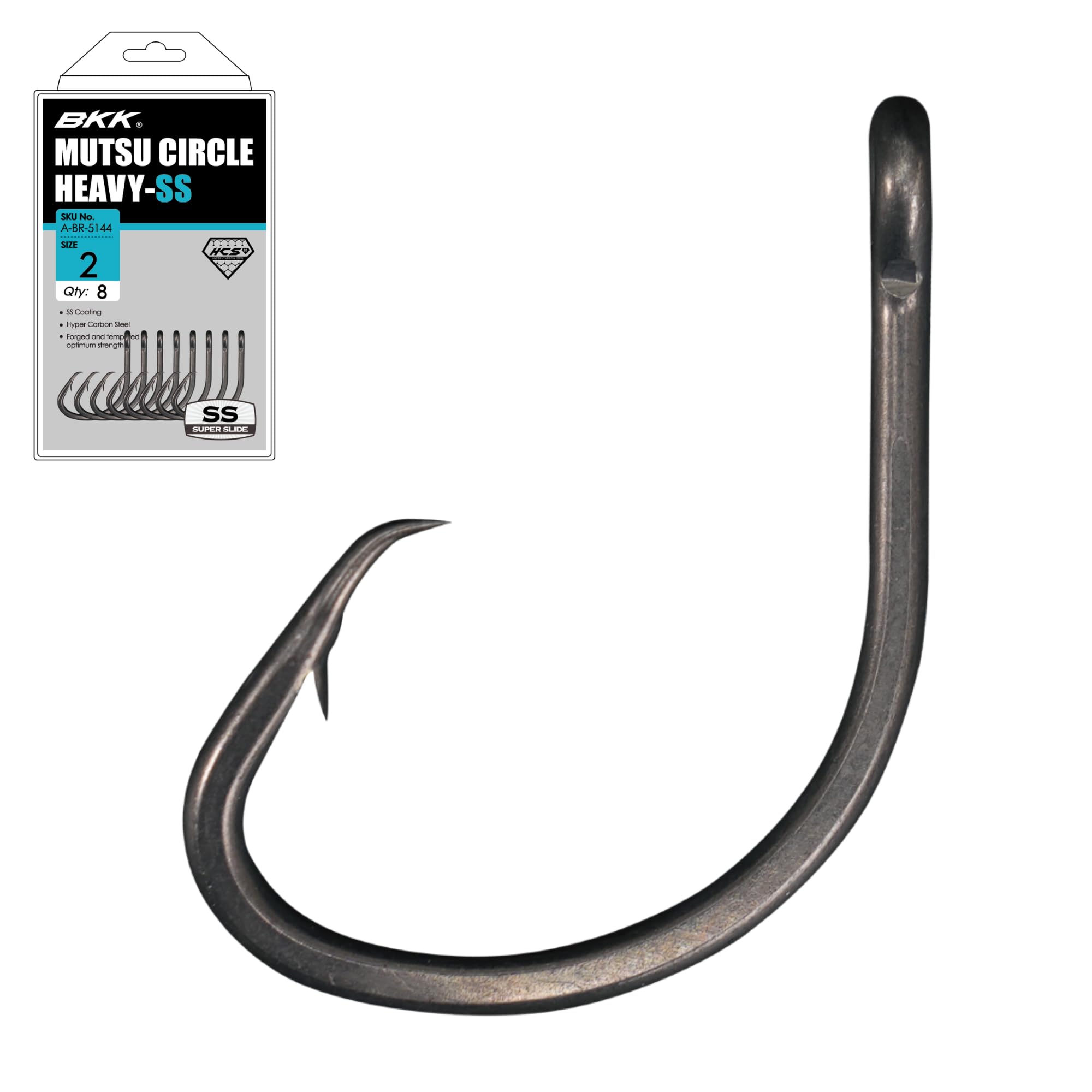 BKKMUTSU Circle Heavy-SS Hook | 3X | Saltwater Super Slide Coating | Hyper Carbon Steel | Forged Shank | Needle Point