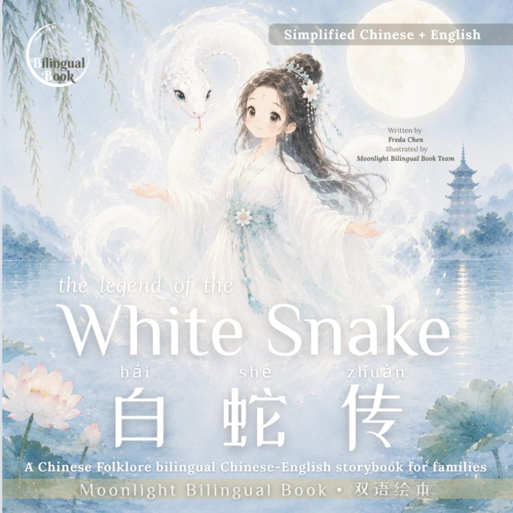 The Legend of the White Snake: A Chinese Folklore bilingual Simplified Chinese-English storybook for families (Moonlight Bilingual Stories｜月光双语故事书系列)