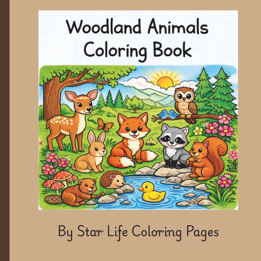 Woodland Animals Coloring Book: Simple and Cute Woodland Creatures for Kids and Adults