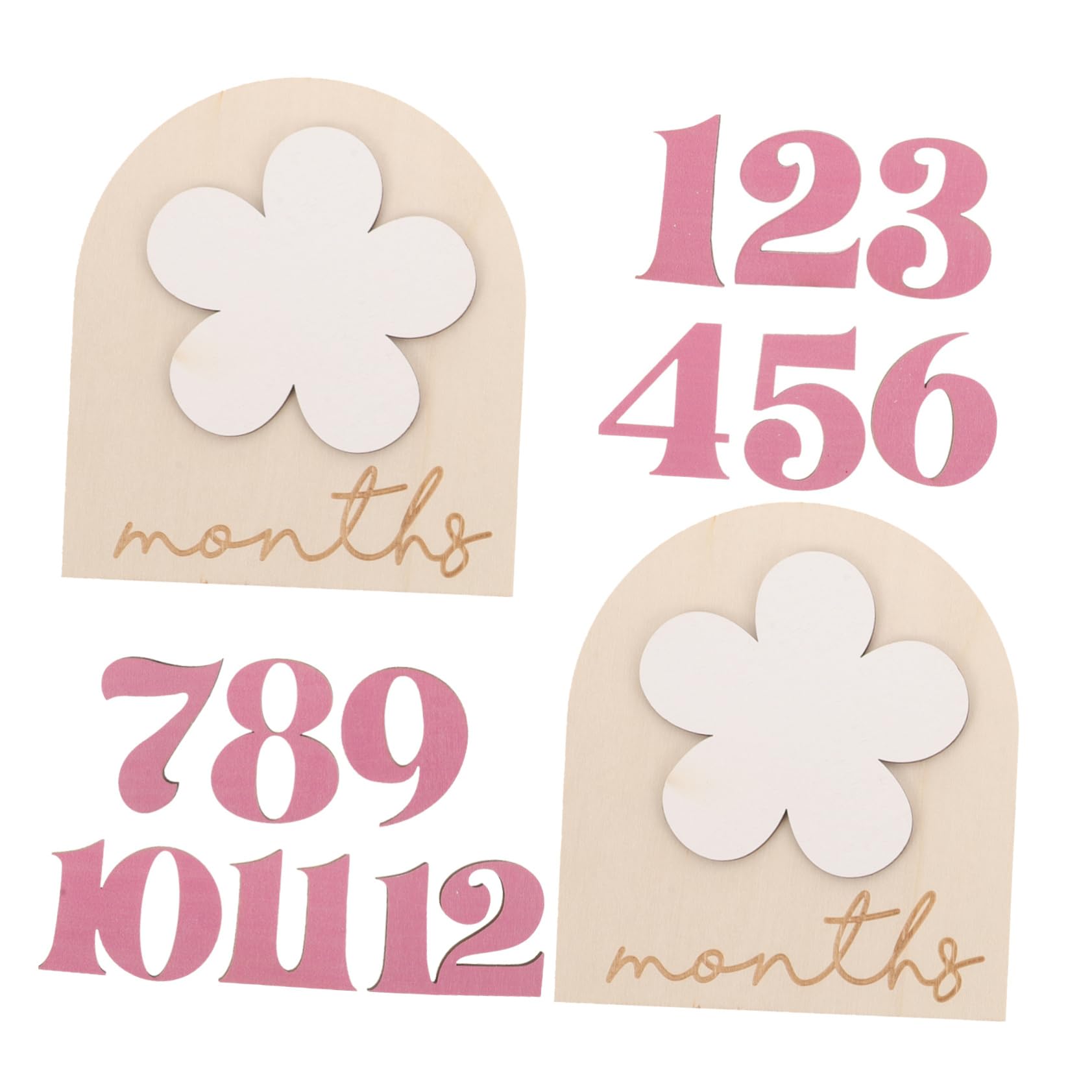 NUOBESTY 4 Juegos Accesorios del Mes del cumpleaños Detalles Señal de Mes para Decoración para recién Nacido Tarjetas de hitos del Meses Bebe de Madera