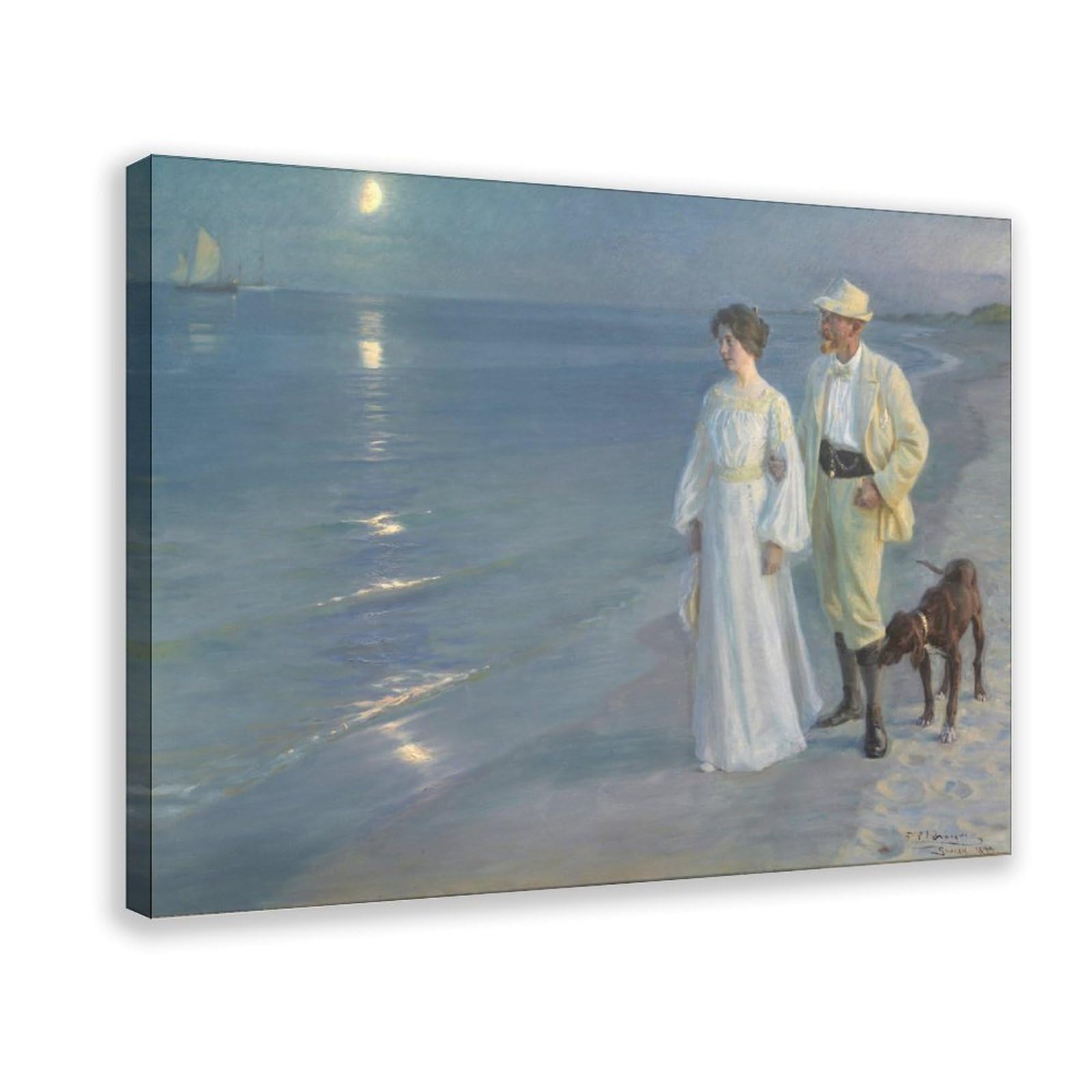 WCYB Peder Severin Kroyer - Summer Evening at Skagen Beach The Artist And His Wife Prints Posters Canvas Deco Paintings Wall Art For Office Hangable Frame