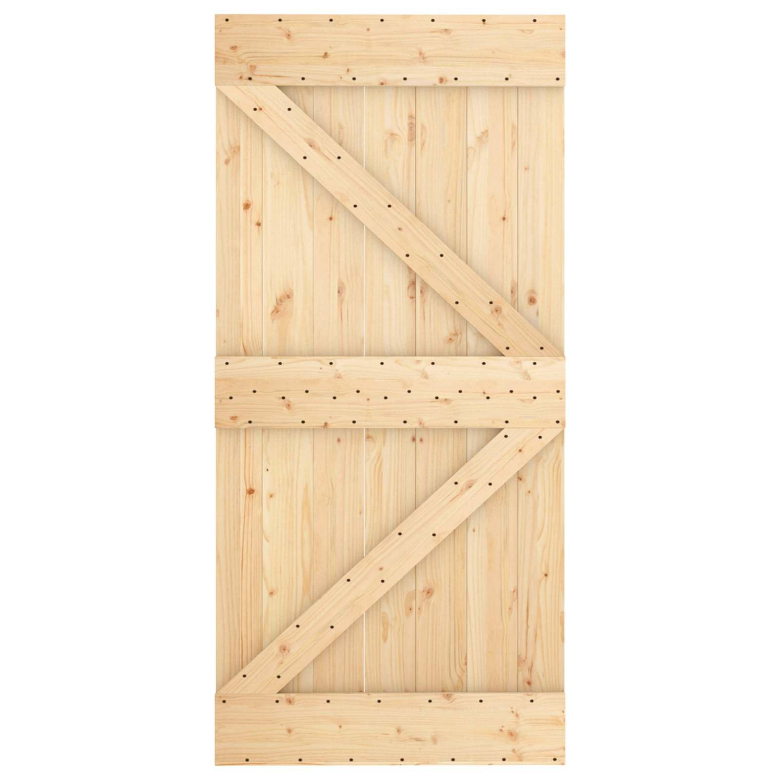 Porta scorrevole in legno di pino massiccio bianco naturale, 100 x 210 cm, con binario in acciaio verniciato a polvere, salvaspazio, per interni, soggiorno, camera da letto, corridoio