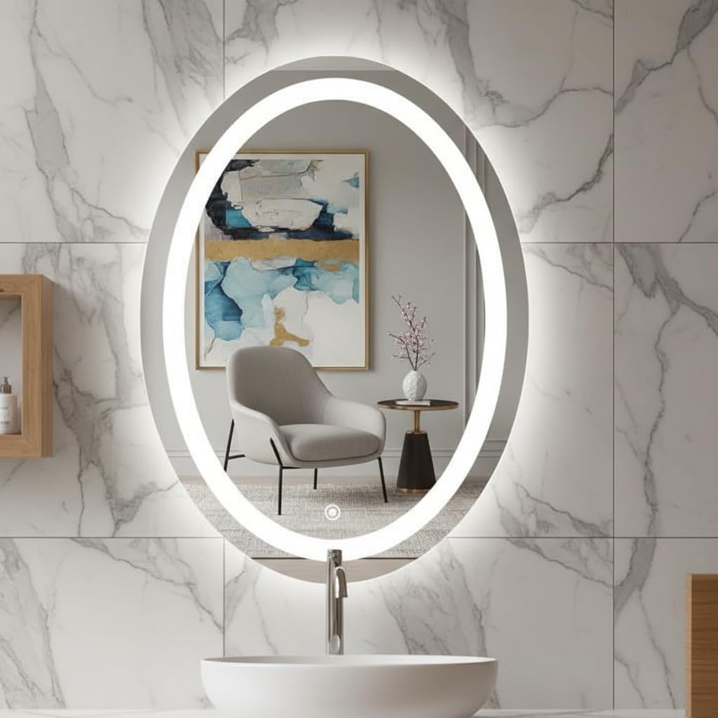 Oval Wall Mirror | Medium Decorative HD Glass Mirror for Home Décor, Living Room, Bathroom, Entryway & Vanity Use-image-16