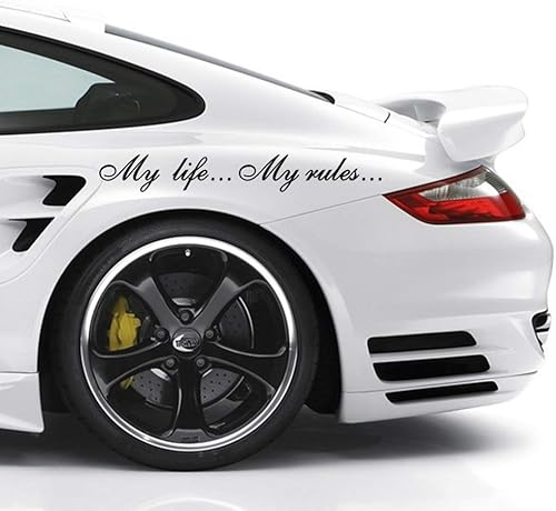 Calcomanías para automóvil, My Life My Rules, calcomanía de vinilo para el capó del automóvil, parachoques y ventana trasera, cualquier superficie