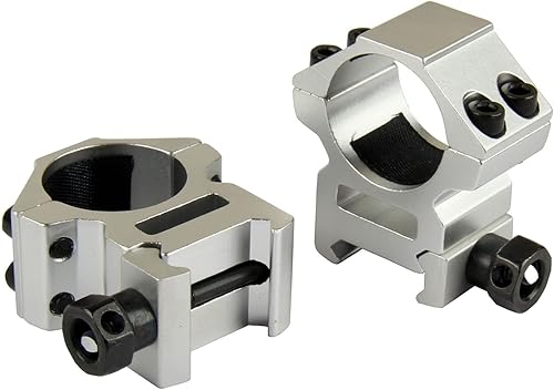 Miniatura 2 de TACFUN Silver A Pair 1.000in  1 pulgada de anillo de mira Picatinny Weaver Rail Mount