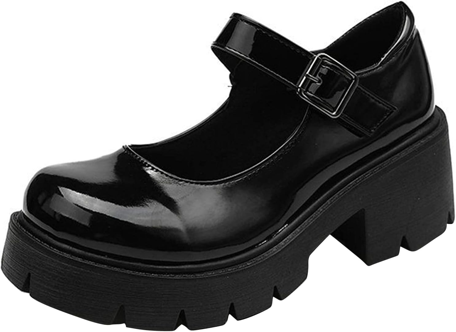Women's Platform Mary Janes Chunky Heel Ankle Strap Uniform Dress Shoes Heeled Gothic Lolita Oxfords