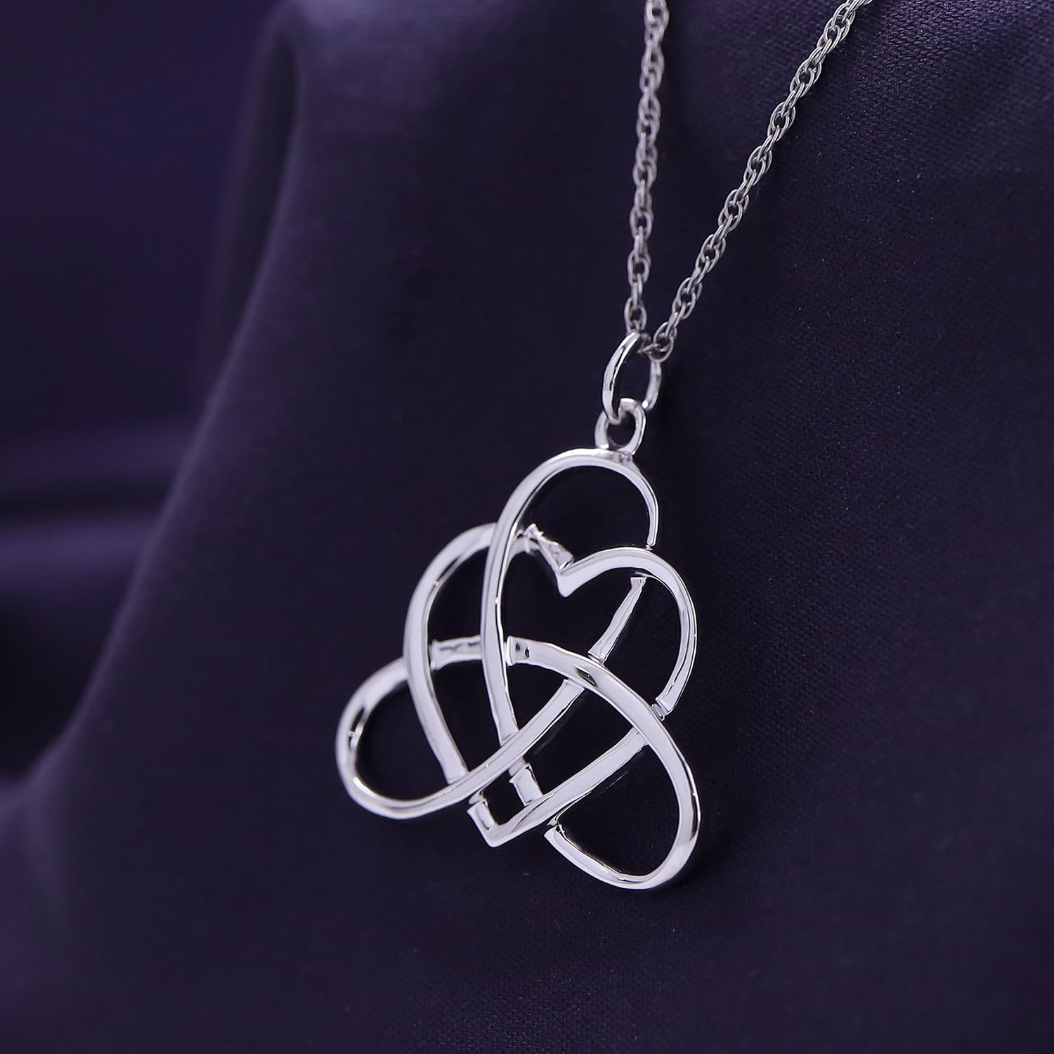 THE JEWEL ZONE Irish Triangle Celtic Knot Heart Vintage Good Luck Pendant Necklace for Women in 14K Gold Over Sterling Silver with 18" Chain, Symbolic Irish Jewelry Gift