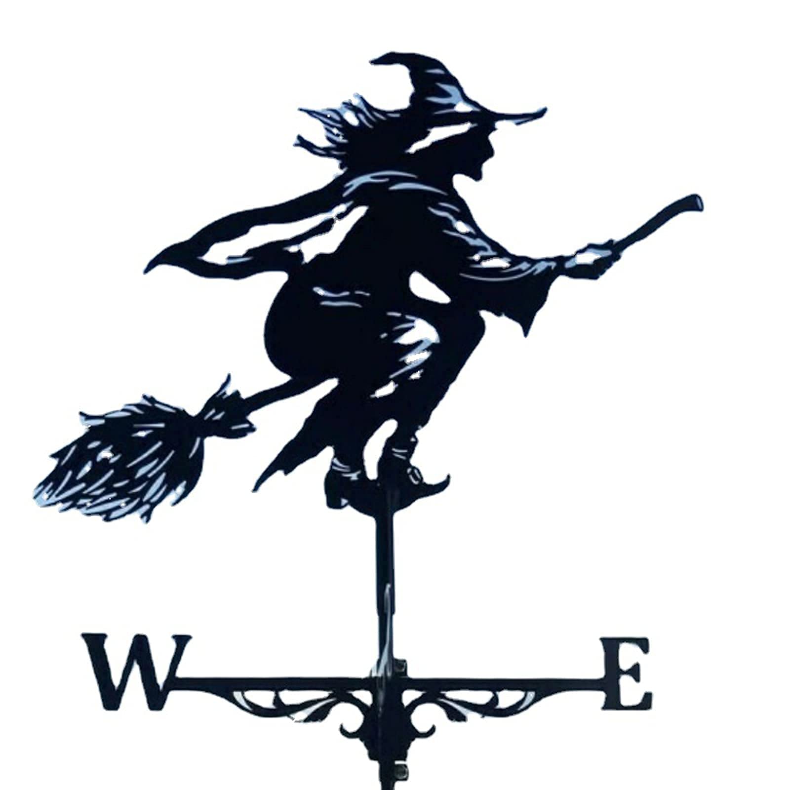 WIQUYBML Witch Weather Vane, Windblown Wicked Metal Weathervane, Outdoor Bracket Wind Vane Garden Courtyard Decoration