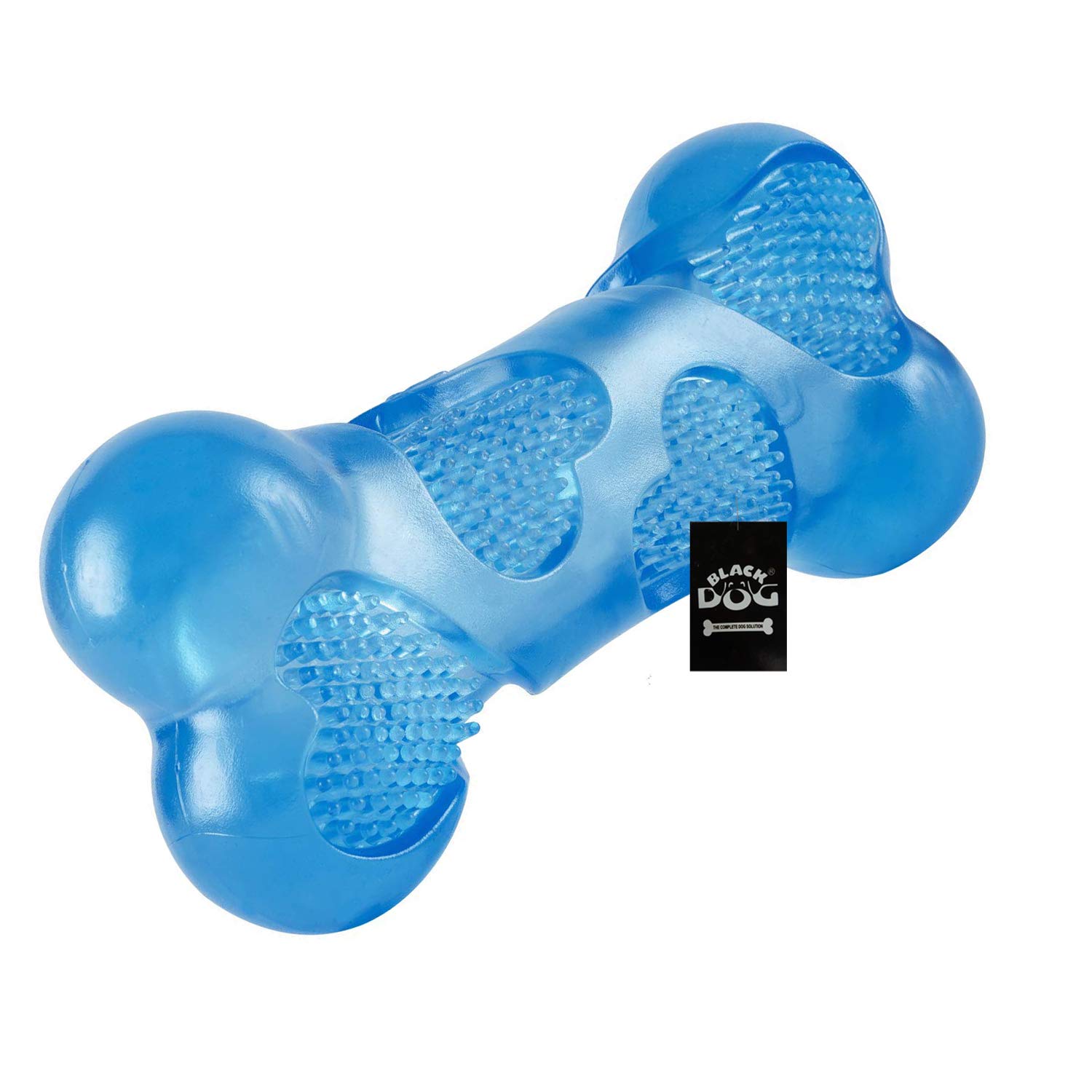 BLACK DOG EETOYS Dog Toys for Aggressive chewers 5.1 in Pets Play Strong Virtually Indestructible Crystal Bone Squeaky Toy Toothbrush Stick Bone (Color May Vary)