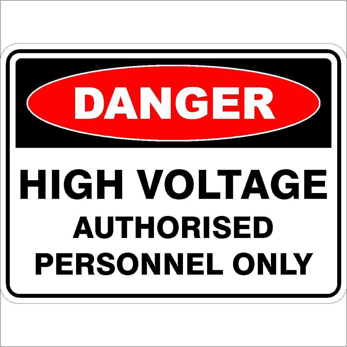 High Voltage Authorised Personnel Only Danger Sign, 12x8 Metal Tin Sign, High voltage zone for staff only.