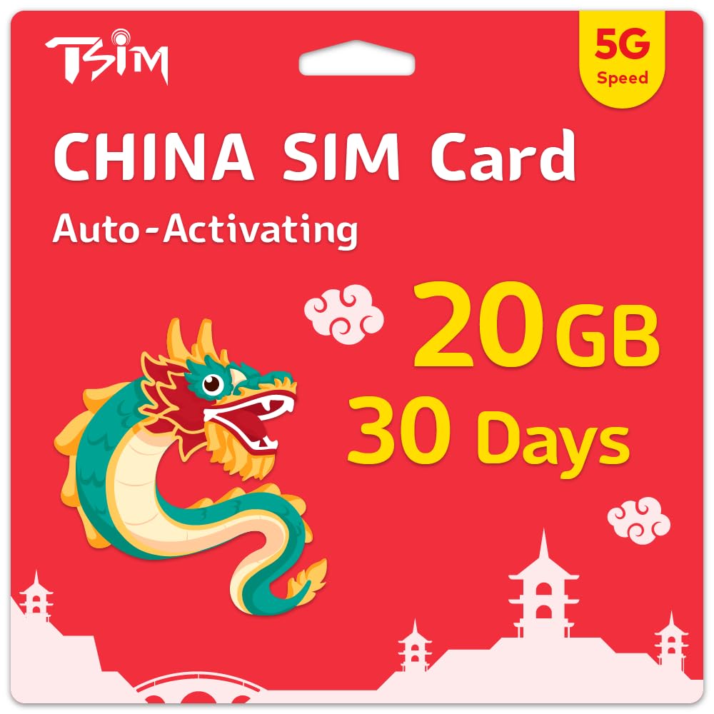 China-SIM-Karte 30 Tage | 20 GB High-Speed-Daten | automatische Aktivierung | Hotspot-Sharing erlaubt | Unterstützt Google, Facebook, Whats App und mehr. Nur Daten, keine Sprache.