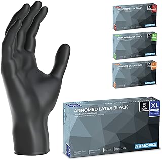ARNOMED 100 x Disposable Latex Gloves Size XL Black, Protection for Hands Once Surgical and Laboratory, Luvas Nitrile Descartaveis, Mitts in XS, S, M, L, XL