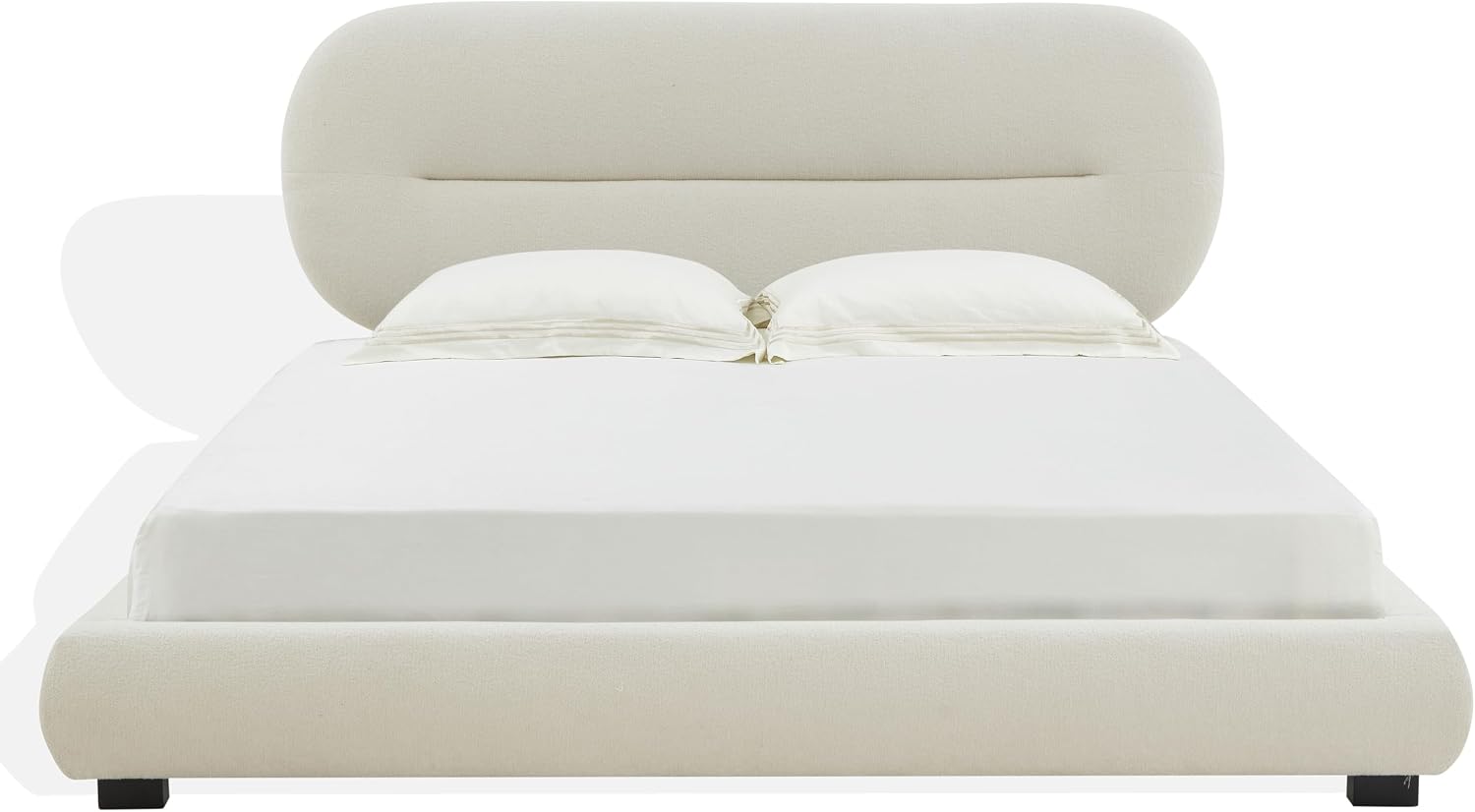 SAFAVIEH Couture Collection Thalia Cream Boucle King Size Bed with Oval Headboard