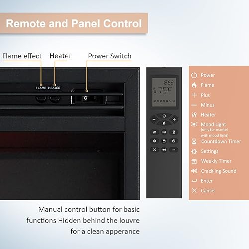 Miniatura 6 de LegendFlame Jaden - Chimenea eléctrica de 36 pulgadas de ancho x 22 pulgadas de alto (EF376) con kit de moldura frontal, sonido crepitante de fuego,
