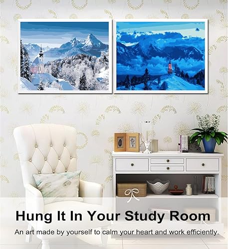 Miniatura 196 de Baisite 1112 Pintura por números, para adulto, principiante, niño, 12 pulgadas de ancho x 16 pulgadas de largo, 2 lienzos, 8 pinceles de madera