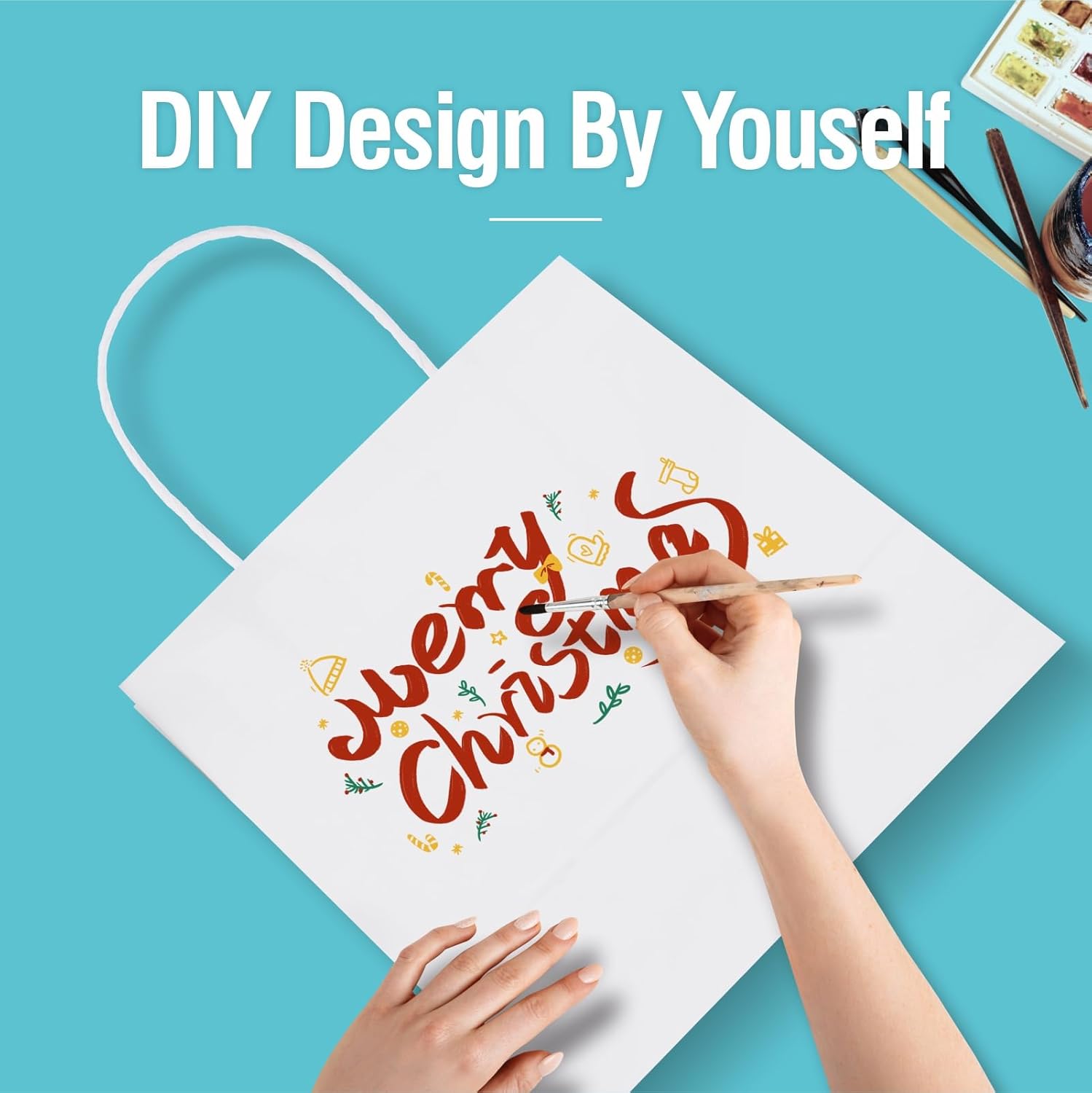 woric 60 PCS White Paper Bags with Handles, Large Gift Bag 16 x 6 x 12 inch White Gift Bag Bulk Shopping Bags for Gift Grocery Small Business - Image 4