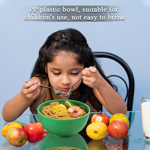 Miniatura 6 de Berglander Juego de 12 cuencos de plástico de 25 onzas, color IT, reutilizables y resistentes, cuencos de sopa, cuencos de cereales para adultos,