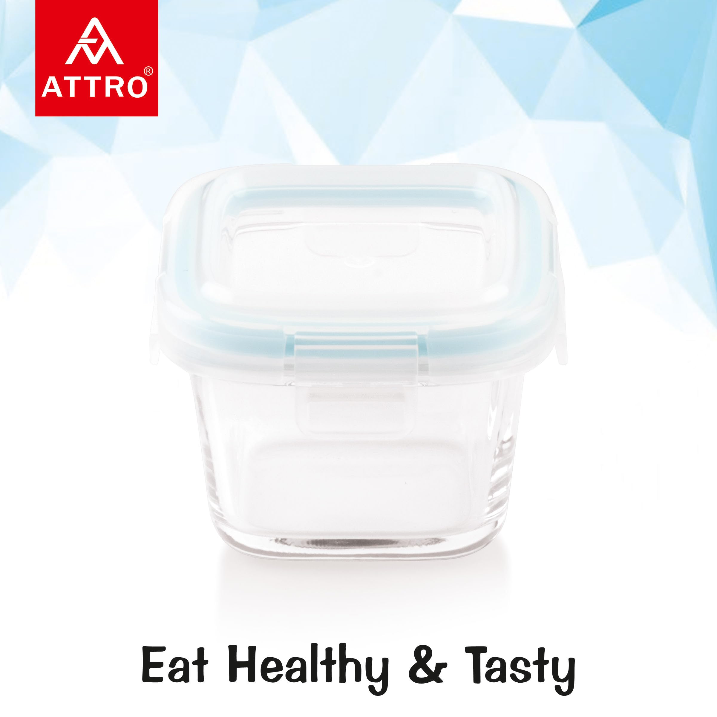ATTRO Glassox borosilicate Mini Square Glass food container with lock lid Small Food Container Air-Tight Leak-proof Bpa-Free Food Grade- 160ml Set of 2 — Amazon image 6