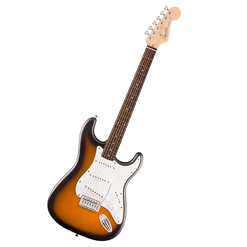 Squier by Fender Debut Collection Guitarra Eléctrica Stratocaster, Diapasón de Laurel, Golpeador Blanco, Sunburst de 2 Colores - SSS - 2 Tone Sunburst