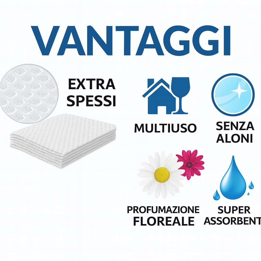 Panni Umidificati 3D Catturapolvere XXL – 2 Barattoli da 180 Panni (Totale 360) – 18x30 cm – Profumo Floreale – Multiuso per Pavimenti e Superfici – Senza Risciacquo, Compatibili con Scope e Mop