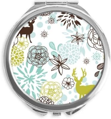 Deer Decoration Flower mas Animal Hand Compact Mirror Round Portable Pocket Glass