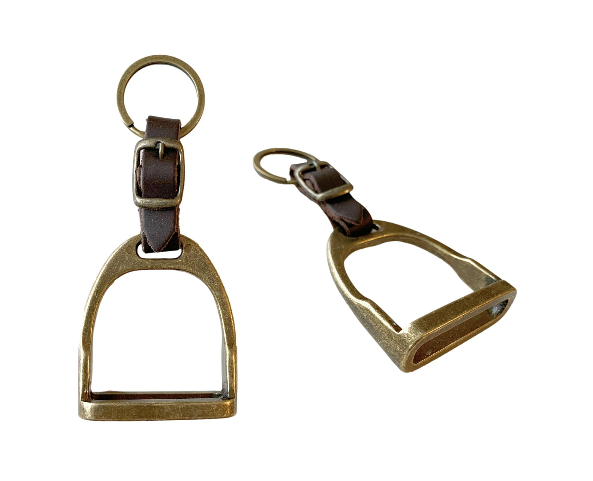 JA Horse Llavero de piel, cobre, herradura, caballo, jinete, letra A-Z, fabricado en Europa